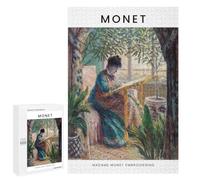 1000 PCS Jigsaws for Adults Puzzle Madam Monet Embroidering Jigsaw for Adults Fun Games Presents for Women Challenging To Complete 1000 PCS