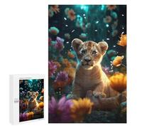1000 PCS Jigsaws for Adults Puzzle Magical Floral Lion Cub Jigsaw for Adults Fun Games Presents for Women Challenging To Complete 1000 PCS
