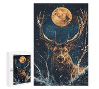 1000 PCS Jigsaws for Adults Puzzle Majestic Deer Under Full Moon Jigsaws for Adults Fun Games Stress Reliever Challenging To Complete 1000 PCS