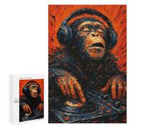 1000 PCS Jigsaws for Adults Puzzle Monkey DJ in Abstract Painting Style Jigsaws for Adults Fun Games Stress Reliever Challenging To Complete 1000 PCS