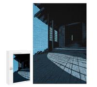 1000 PCS Jigsaws for Adults Puzzle Monochromatic Japanese House by The Sea Jigsaw for Adults Fun Games Presents for Women Challenging To Complete 1000 PCS