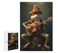 1000 PCS Jigsaws for Adults Puzzle Musician Frog Guitar Jigsaw for Adults Fun Games Presents for Women Challenging To Complete 1000 PCS