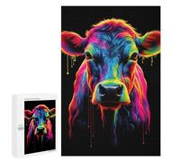 1000 PCS Jigsaws for Adults Puzzle Neon Cow Puzzles for Adults Hands-on Game Hand Speed Race Great Gift for Gaming 1000 PCS