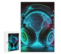 1000 PCS Jigsaws for Adults Puzzle Neon Headphones Glowing Adult Jigsaw Relax Games Difficult Challenge Challenging To Complete 1000 PCS