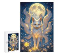 1000 PCS Jigsaws for Adults Puzzle Nine-tailed Fox Under The Moon Puzzles for Teenagerss Birthday Present Help The Brain Exercise Challenging Game Gifts 1000 PCS