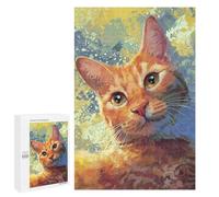1000 PCS Jigsaws for Adults Puzzle Orange Tabby Cat Portrait Jigsaws for Adults Fun Games Stress Reliever Challenging To Complete 1000 PCS