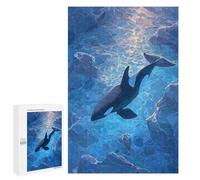 1000 PCS Jigsaws for Adults Puzzle Orca in Blue Ocean Art Jigsaws for Adults Fun Games Stress Reliever Challenging To Complete 1000 PCS
