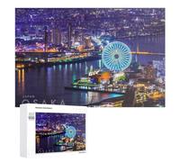`1000 PCS Jigsaws for Adults Puzzle Osaka Nights City Lights Reflecting on Water -1 Adult Jigsaw Puzzle Toy Wall Decor Wall Art Challenging To Complete 1000 PCS