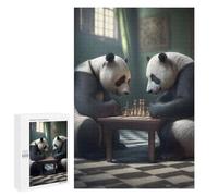 1000 PCS Jigsaws for Adults Puzzle Pandas Playing Chess Jigsaw for Adults Fun Games Presents for Women Challenging To Complete 1000 PCS