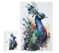 1000 PCS Jigsaws for Adults Puzzle Peacock Watercolors Jigsaws for Adults Fun Games Stress Reliever Challenging To Complete 1000 PCS