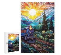 1000 PCS Jigsaws for Adults Puzzle Railway Art Train Journey Jigsaws for Adults Fun Games Stress Reliever Challenging To Complete 1000 PCS
