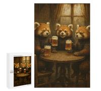 1000 PCS Jigsaws for Adults Puzzle Red Pandas Drinking Beer at Pub Puzzle for Adults Family Game Difficult Challenge Gifts for Friends And Family 1000 PCS