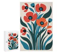 1000 PCS Jigsaws for Adults Puzzle Red Poppy Bouquet Puzzles for Adults Family Games Staycation Kill Time Challenging To Complete 1000 PCS