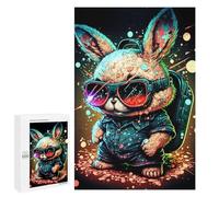 1000 PCS Jigsaws for Adults Puzzle Retro Bunny with Sunglasses Jigsaw Puzzle Hands-on Game But Fun And Humorous Birthday Present, Gifts, 1000 PCS
