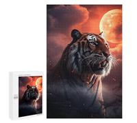 1000 PCS Jigsaws for Adults Puzzle Roaring Tiger Under Moonlit Sky Puzzle for Adults Family Game Difficult Challenge Gifts for Friends And Family 1000 PCS