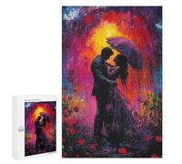 1000 PCS Jigsaws for Adults Puzzle Romantic Couple in Rain Jigsaw for Adults Fun Games Presents for Women Challenging To Complete 1000 PCS