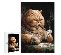 1000 PCS Jigsaws for Adults Puzzle Royal Cat Smoking Cigar Jigsaw Puzzles for Adults For Family Fun for Birthday, Chrismas Unique Challenge Game 1000 PCS