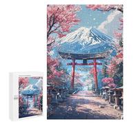 1000 PCS Jigsaws for Adults Puzzle Sacred Sakura Path to Fuji Jigsaws for Adults Fun Games Stress Reliever Challenging To Complete 1000 PCS