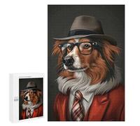 1000 PCS Jigsaws for Adults Puzzle Shetland Sheepdog in Suit And Hat Adult Jigsaw Relax Games Difficult Challenge Challenging To Complete 1000 PCS