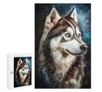 1000 PCS Jigsaws for Adults Puzzle Siberian Husky with Blue Eyes Jigsaw for Adults Fun Games Presents for Women Challenging To Complete 1000 PCS