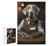 1000 PCS Jigsaws for Adults Puzzle Silver Labrador in The Pub Jigsaw for Adults Fun Games Presents for Women Challenging To Complete 1000 PCS