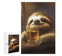 1000 PCS Jigsaws for Adults Puzzle Sloth Drinking Bourbon Whiskey Jigsaws for Adults Fun Games Stress Reliever Challenging To Complete 1000 PCS
