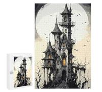 1000 PCS Jigsaws for Adults Puzzle Spooky Haunted House with Full Moon Puzzles for Adults Toy Wall Decor Enhance Memory Gifts for Friends And Family 1000 PCS