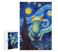 1000 PCS Jigsaws for Adults Puzzle Starry Night Frog Painting Puzzles for Adults Hands-on Game Hand Speed Race Great Gift for Gaming 1000 PCS