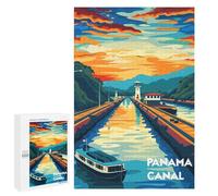 1000 PCS Jigsaws for Adults Puzzle Sunset at Panama Canal Jigsaws for Adults Fun Games Stress Reliever Challenging To Complete 1000 PCS