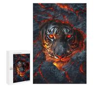 1000 PCS Jigsaws for Adults Puzzle Tiger Eyes Glowing in Lava Puzzles for Teenagerss Birthday Present Help The Brain Exercise Challenging Game Gifts 1000 PCS