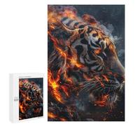 1000 PCS Jigsaws for Adults Puzzle Tiger Fire Power Puzzles for Teenagerss Birthday Present Help The Brain Exercise Challenging Game Gifts 1000 PCS
