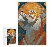 1000 PCS Jigsaws for Adults Puzzle Tiger in Art Nouveau Style Puzzles for Adults Toy Wall Decor Enhance Memory Gifts for Friends And Family 1000 PCS