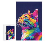 1000 PCS Jigsaws for Adults Puzzle Vibrant Geometric Cat Puzzles for Adults Toy Wall Decor Enhance Memory Gifts for Friends And Family 1000 PCS