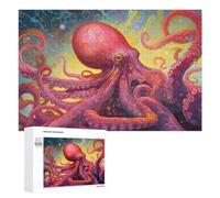 `1000 PCS Jigsaws for Adults Puzzle Vibrant Octopus in Abstract Ocean Artwork Adult Jigsaw Puzzle Toy Wall Decor Wall Art Challenging To Complete 1000 PCS