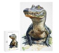 1000 PCS Jigsaws for Adults Puzzle Watercolor Alligator Portrait Puzzles for Adults Hands-on Game Hand Speed Race Great Gift for Gaming 1000 PCS