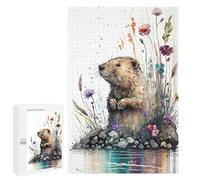 1000 PCS Jigsaws for Adults Puzzle Watercolor Beaver Jigsaw Puzzle Hands-on Game But Fun And Humorous Birthday Present, Gifts, 1000 PCS