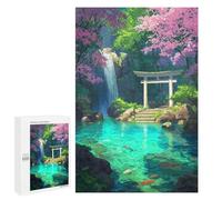 1000 PCS Jigsaws for Adults Puzzle Waterfall Shrine Cherry Blossom Puzzles for Adults Toy Wall Decor Enhance Memory Gifts for Friends And Family 1000 PCS