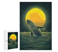 1000 PCS Jigsaws for Adults Puzzle Whale Leaping Sunset Jigsaws for Adults Fun Games Stress Reliever Challenging To Complete 1000 PCS