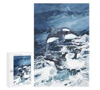 1000 PCS Jigsaws for Adults Puzzle Wild Orcas Jigsaws for Adults Fun Games Stress Reliever Challenging To Complete 1000 PCS