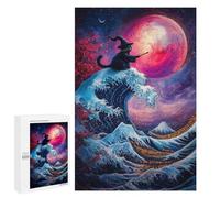 1000 PCS Jigsaws for Adults Puzzle Wizard Cat And The Great Wave Jigsaw for Adults Fun Games Presents for Women Challenging To Complete 1000 PCS