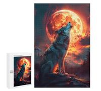 1000 PCS Jigsaws for Adults Puzzle Wolf Howling at The Moon Jigsaw for Adults Fun Games Presents for Women Challenging To Complete 1000 PCS