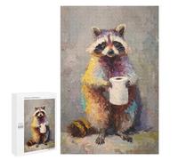 1000 PCS Jigsaws for Adults Raccoon Holding Toilet Paper-3 Adult Jigsaw Puzzles Stress Reliever Difficult And Challenge Family Fun & Game Night 1000 PCS
