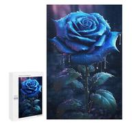 1000 PCS Jigsaws for Adults Rainy Blue Rose Flower Puzzles for Adults Toy Wall Decor Improve Memory Gifts for Friends And Family 1000 PCS