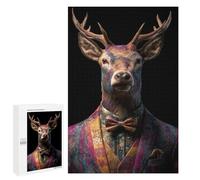 1000 PCS Jigsaws for Adults Stylish Deer in Suit Jigsaw for Teenagers Improve Memory Every Piece Is Unique - Toys Educational Games 1000 PCS