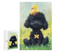 1000 PCS Jigsaws for Teenagers Black Poodle with Yellow Duck -1 Puzzle For Teenagers Analysis And Logic Difficult And Challenge for Is Ideal As A Gift 1000 PCS