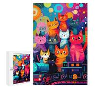 1000 PCS Jigsaws for Teenagers Colorful Cats Train Art Print Jigsaw for Teenagers Enhance Memory Challenging To Complete Learning Educational Toys 1000 PCS
