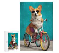 1000 PCS Jigsaws for Teenagers Corgi Riding Trike Art Print Jigsaw for Teenagers Enhance Memory Challenging To Complete Learning Educational Toys 1000 PCS