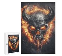 1000 PCS Jigsaws for Teenagers Devil's Fiery Skull Artwork Adult Jigsaw Puzzles Staycation Kill Time Train Your Brain And Hands Birthday Present,Travel Gifts, 1000 PCS