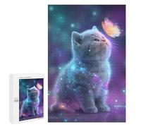 1000 PCS Jigsaws for Teenagers Magical Kitten with Butterfly Jigsaw for Teenagers Enhance Memory Challenging To Complete Learning Educational Toys 1000 PCS