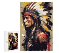 1000 PCS Jigsaws for Teenagers Native American Warrior Art Print-2 Jigsaw for Teenagers Enhance Memory Challenging To Complete Learning Educational Toys 1000 PCS